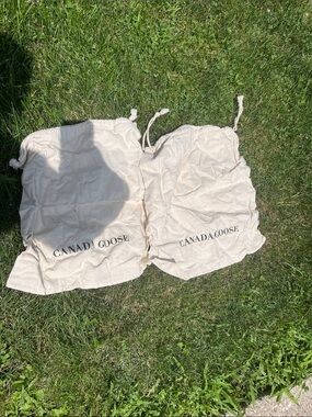 Canada Goose Cream Drawstring Storage Bags, Pair